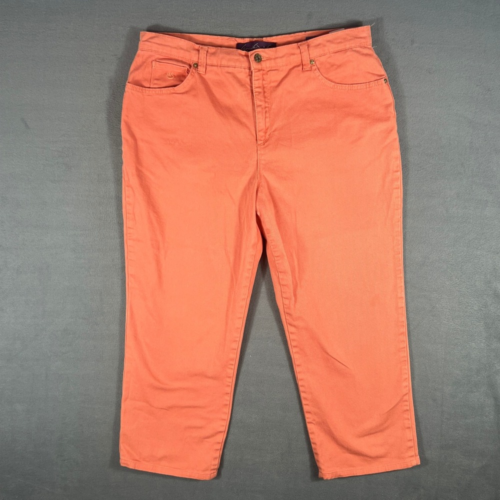 Gloria Vanderbilt Womens Pants 16 Short Orange Amanda Classic Fit Capri Cropped